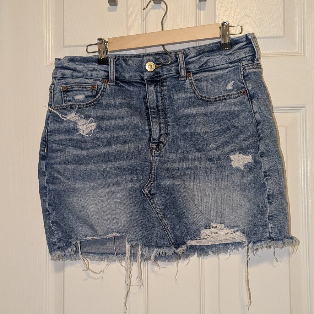 American Eagle Curvy Hi-Rise Mini Denim Skirt